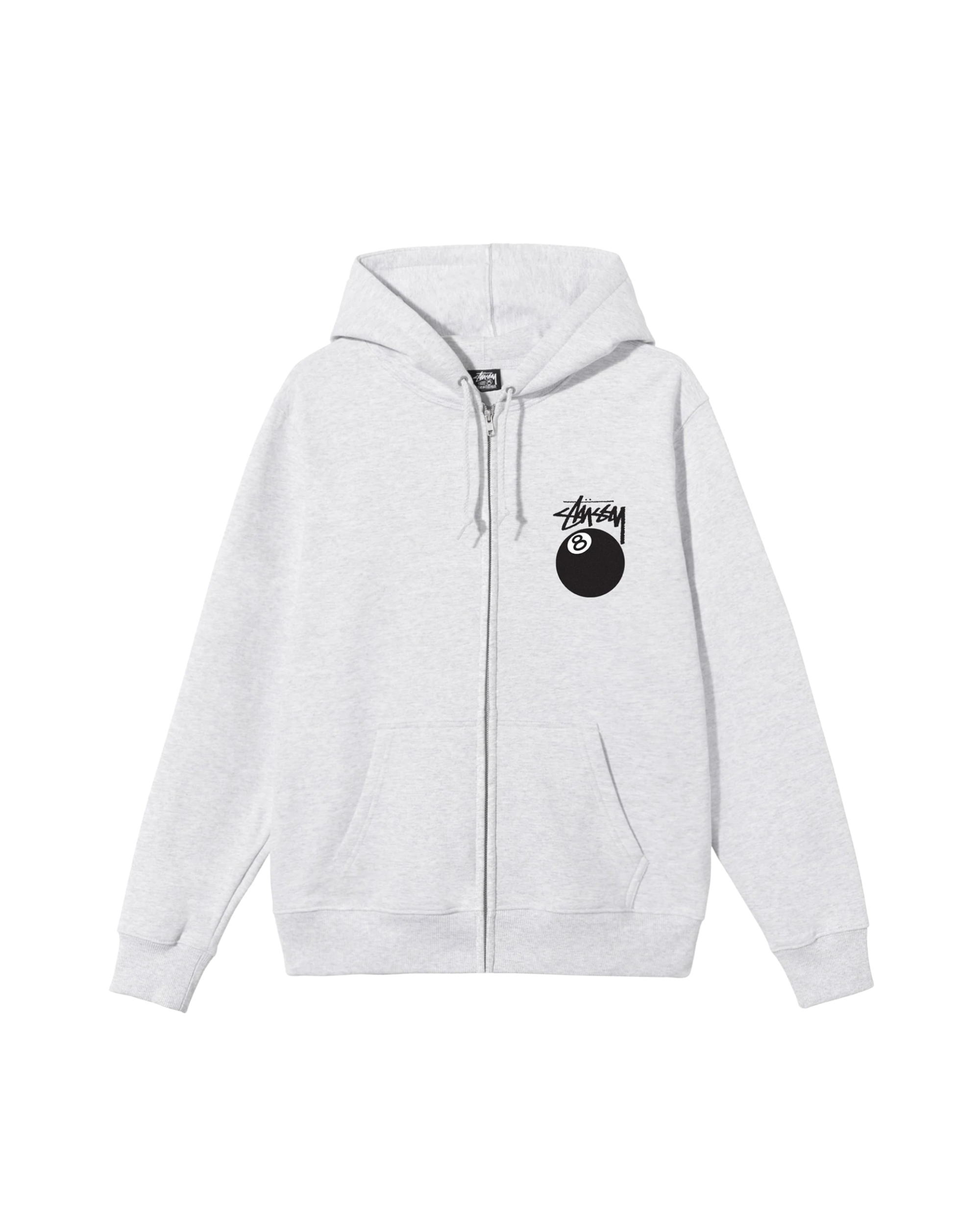 Stussy 8 Ball Zip Hoodie Ash Heather
