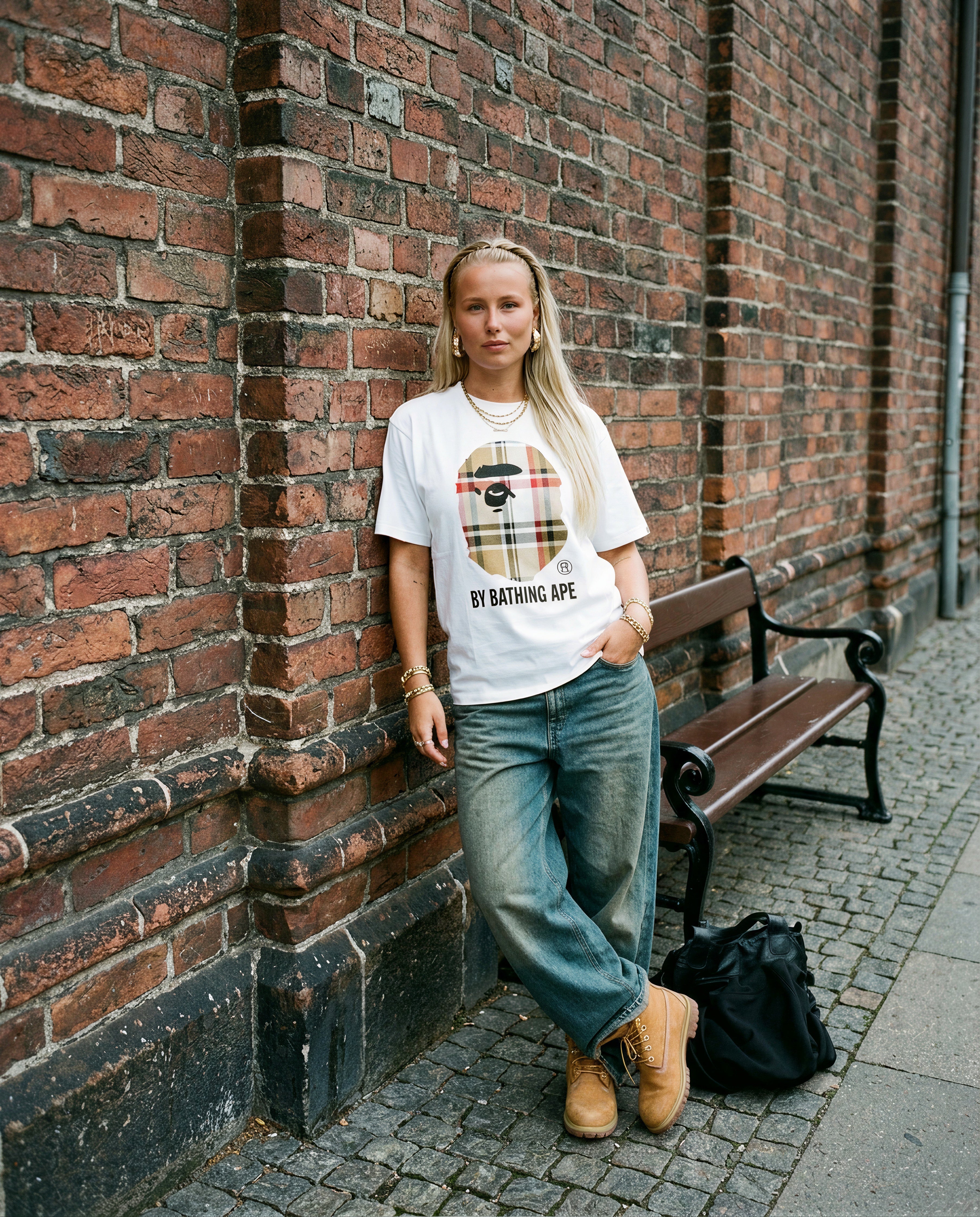 Bape Big Head Plaid T-shirt White