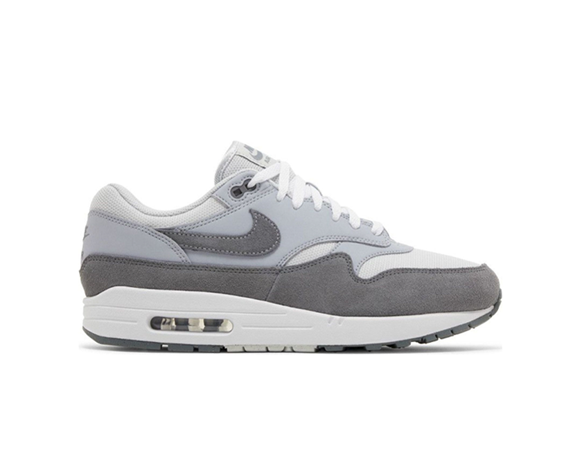 Nike Air Max 1 sneakers i lysegråt og mørkegråt med hvid sål
