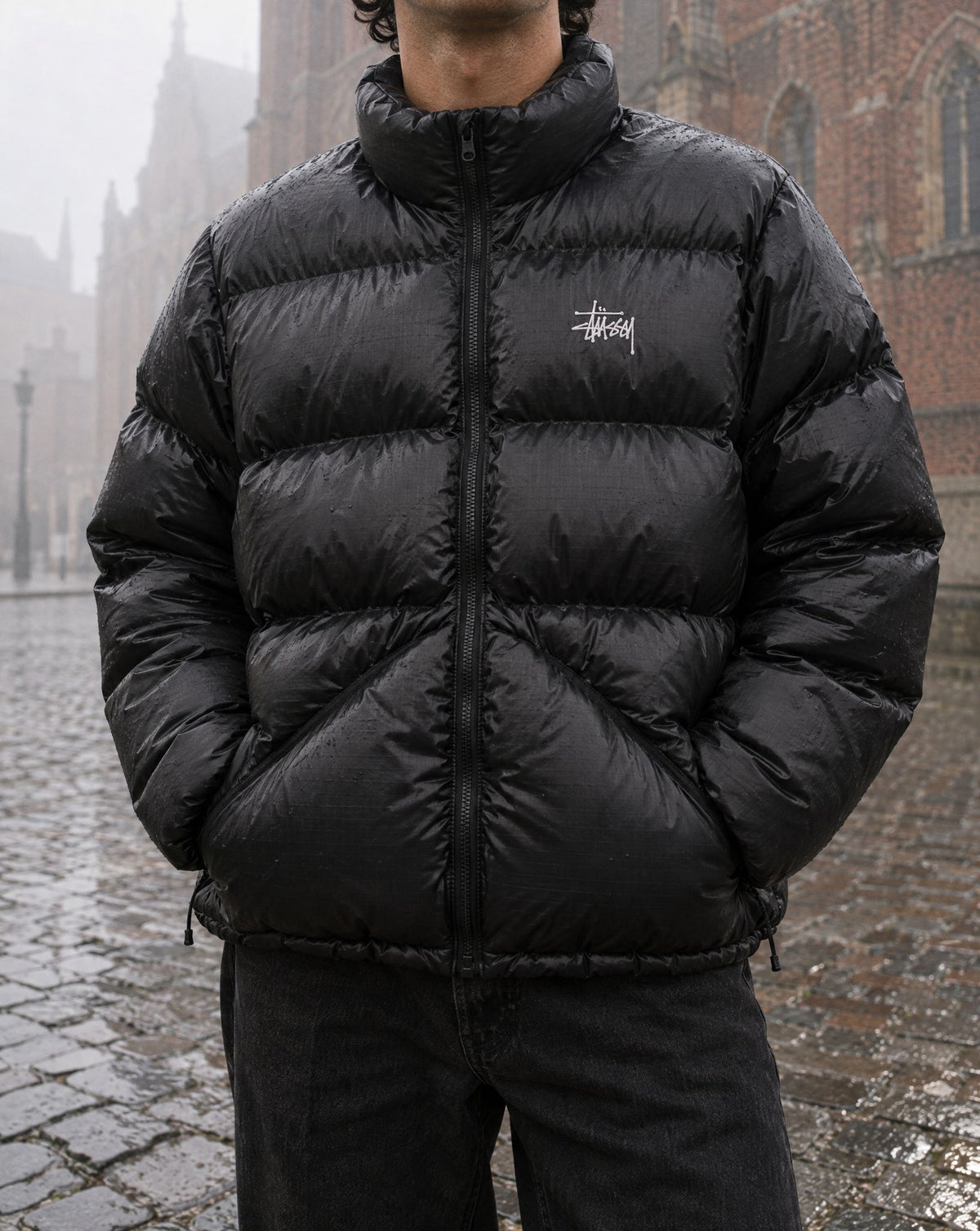 Stussy Micro Ripstop Down Jacket Jet Black - detalje