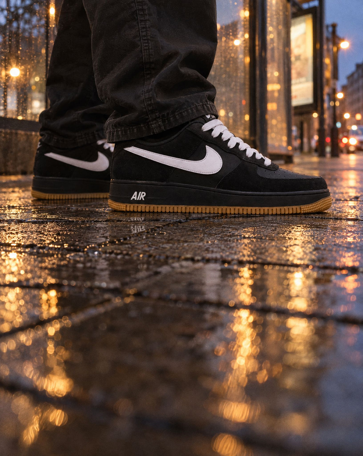 Nike Air Force 1 Low '07 LV8 Black Gum Light Brown White - on-foot