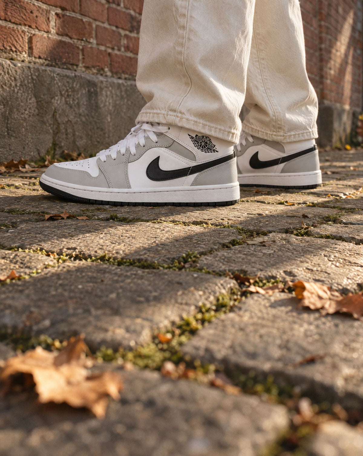 Jordan 1 Mid Light Smoke Grey (Women's) - on-foot