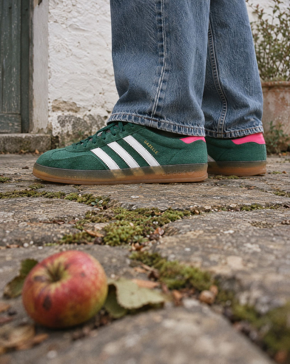 adidas Gazelle Indoor Collegiate Green Lucid Pink (Women's) - on-foot