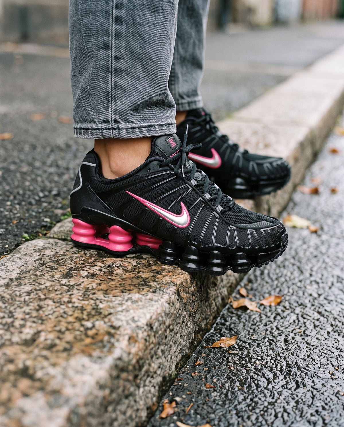 Nike Shox TL Off Noir Hyper Pink Silver (Women's) - on-foot