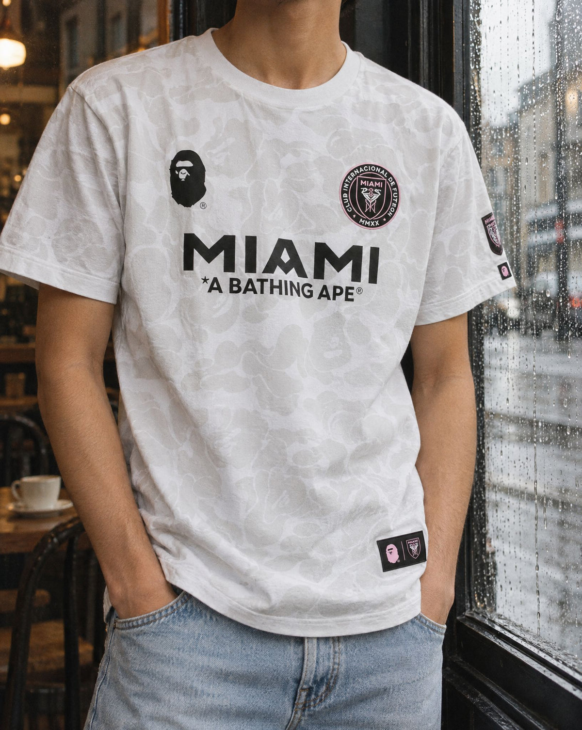 BAPE x Inter Miami CF Camo Tee White - detalje