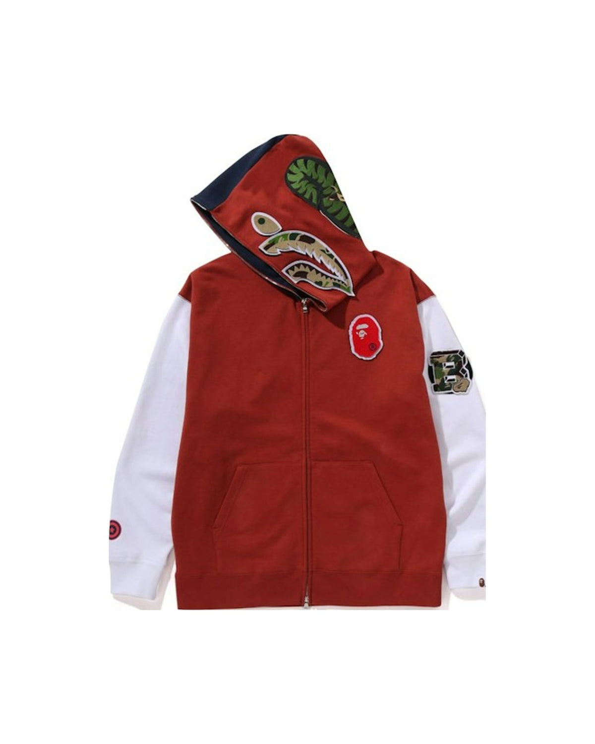 BAPE Shark Full Zip France Hoodie Burgundy