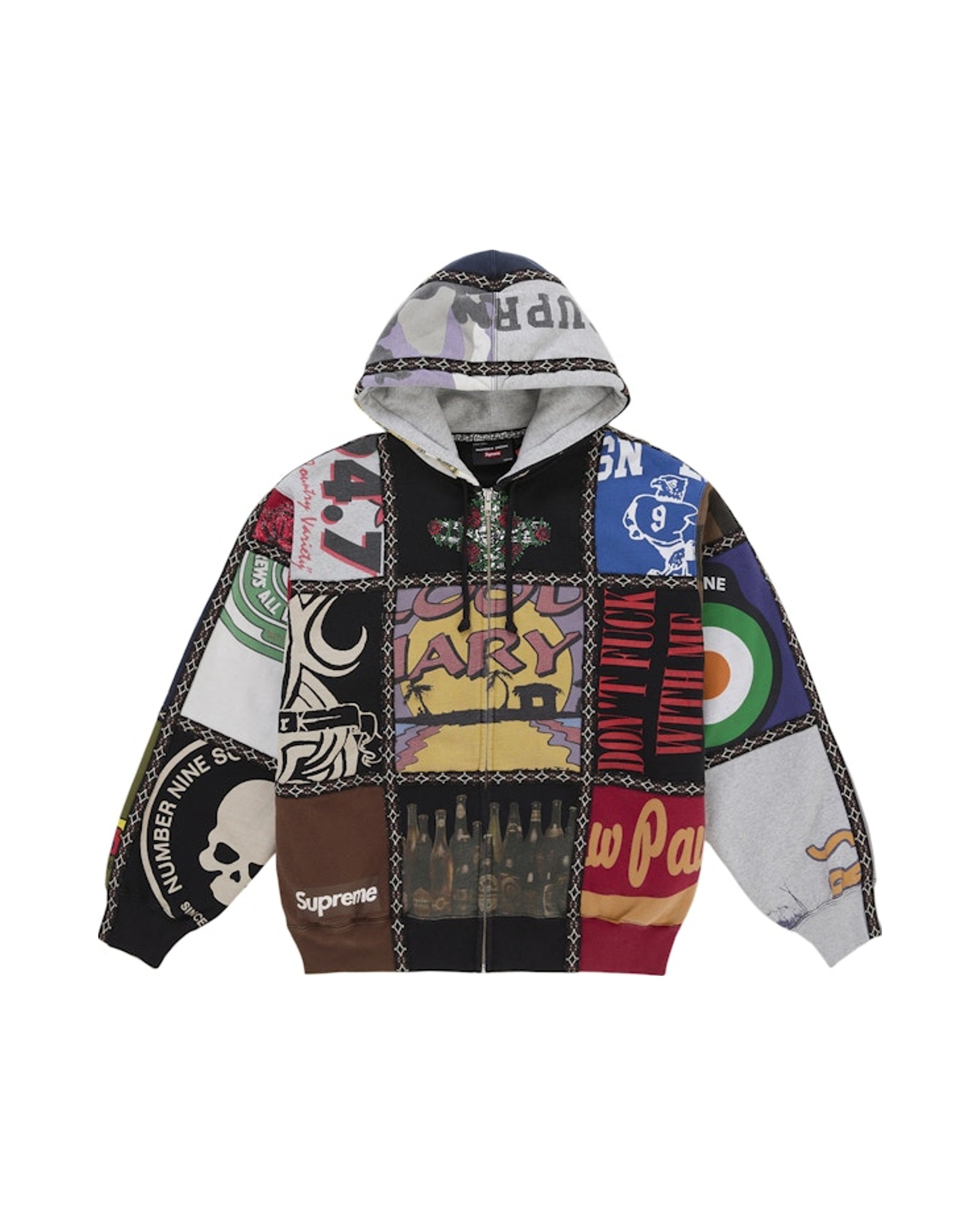Supreme Number (N)ine Patchwork Zip Up Hooded Sweatshirt Multicolor