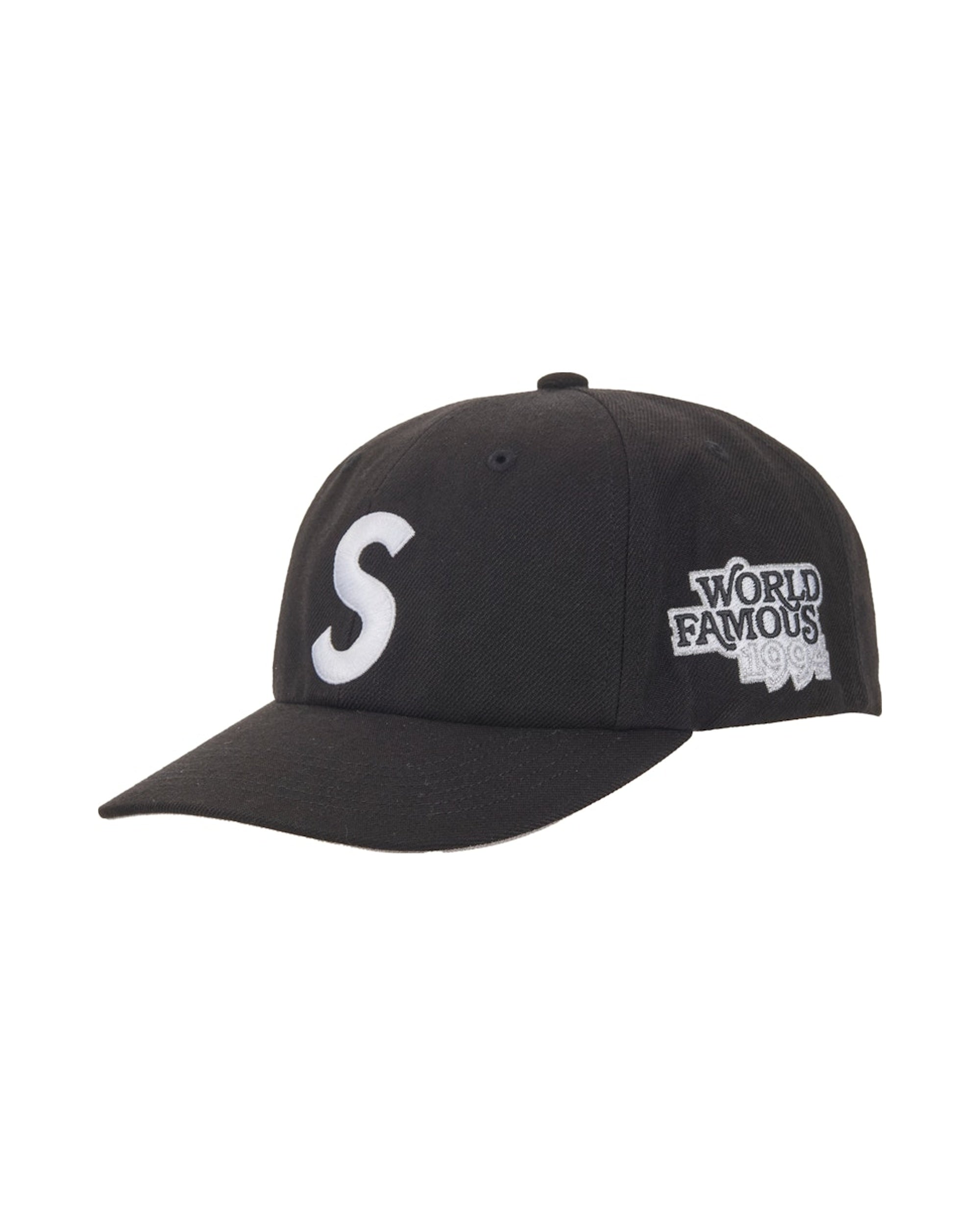 Supreme World Famous S Logo 6-Panel Hat Black