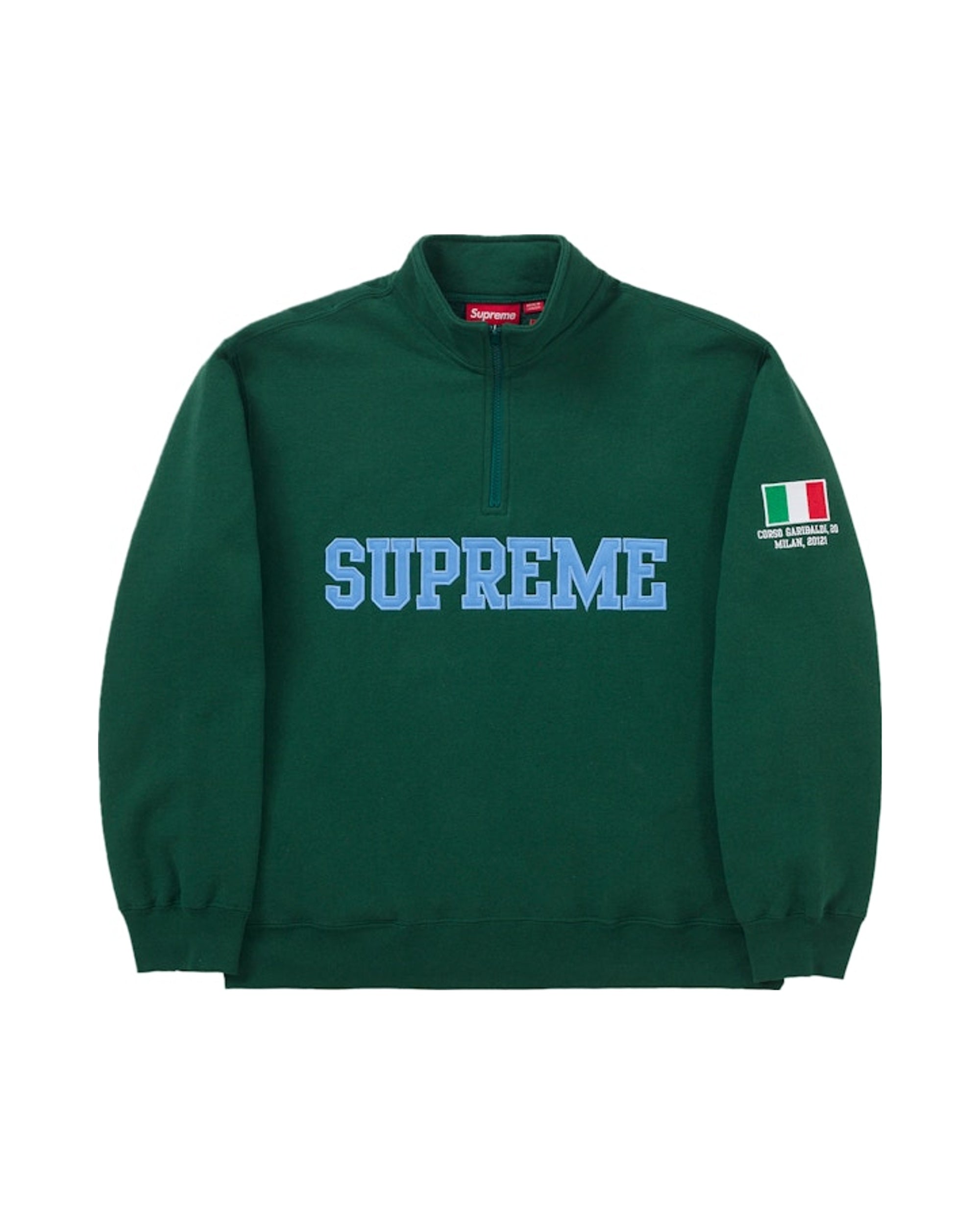 Supreme Milan Shop Flag Half Zip Pullover Green