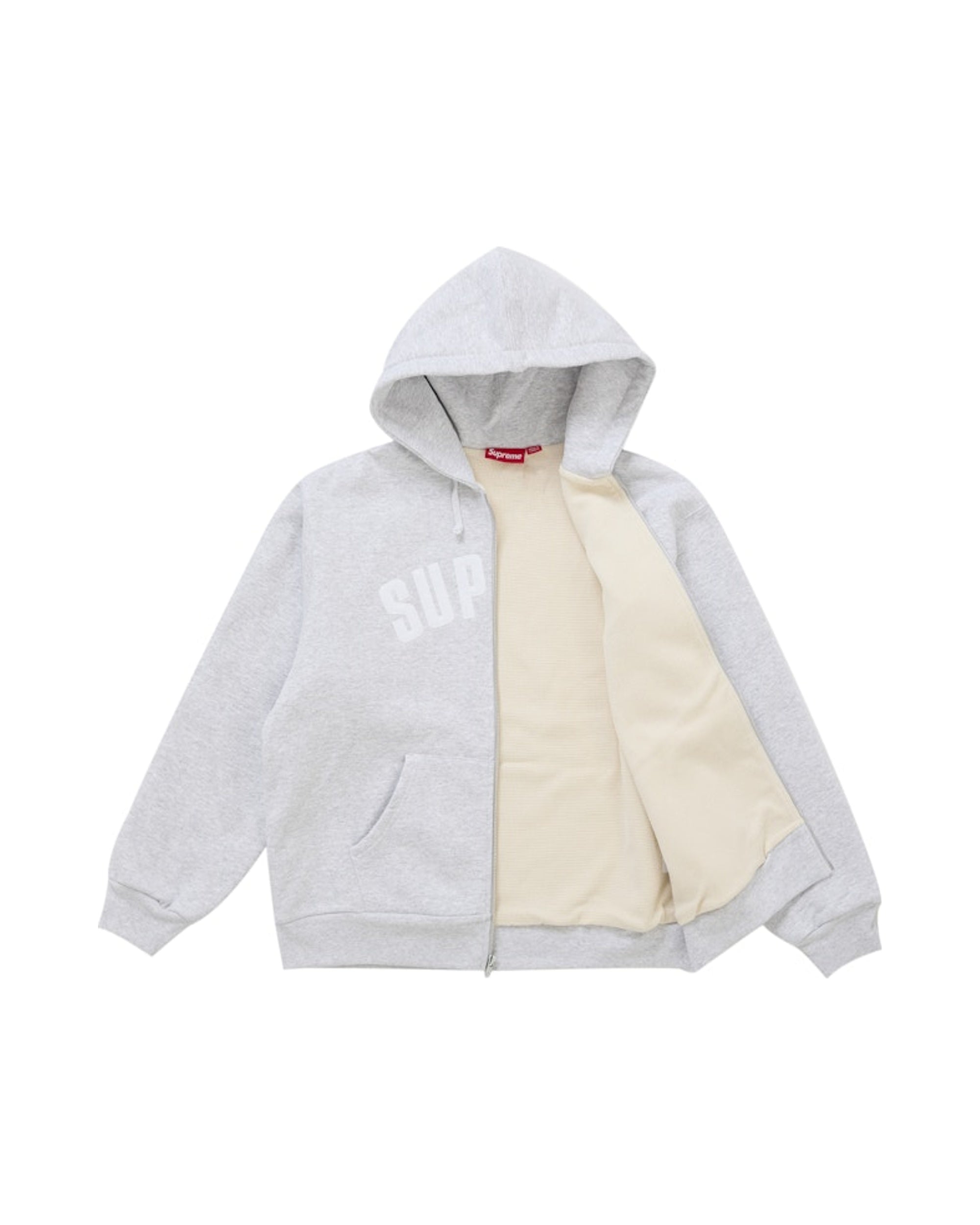 Supreme Arc Thermal Lined Zip Up Hooded Sweatshirt Ash Grey