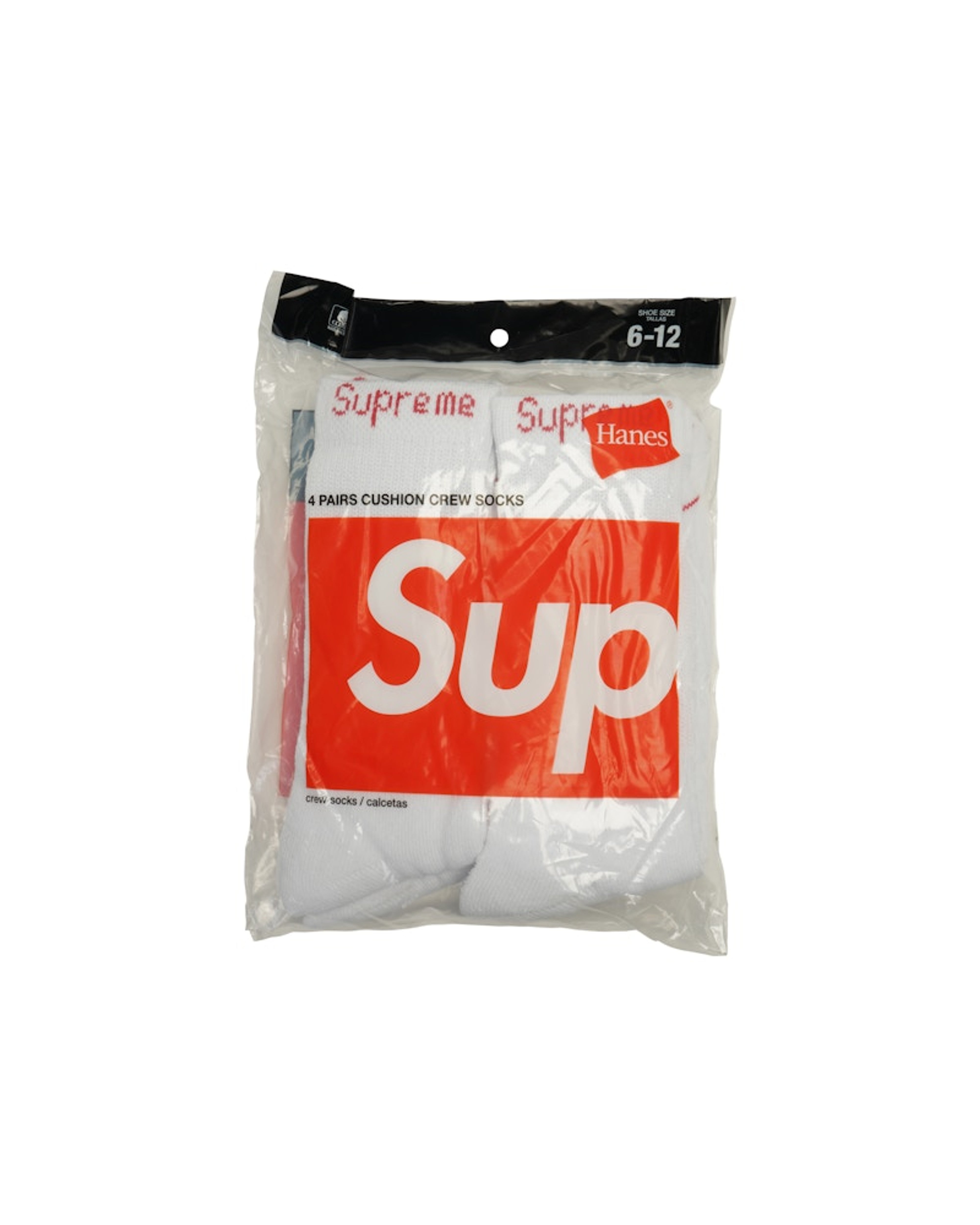 Supreme Hanes Crew Socks (4 Pack) White