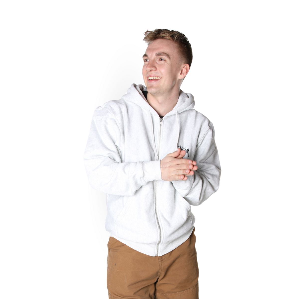 Stüssy Basic Zip Hoodie "Ash Heather"