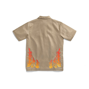 Travis Scott Cactus Jack x Jordan Button Down Shirt "Khaki/University Red"