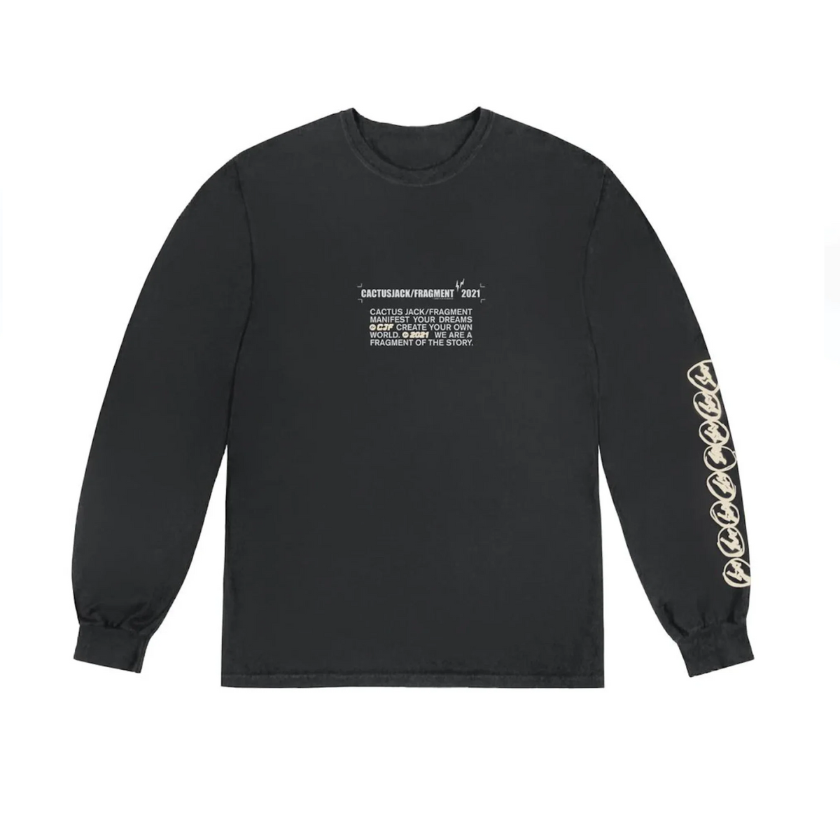 Travis Scott Cactus Jack For Fragment Logo L/S T-shirt "Washed Black"