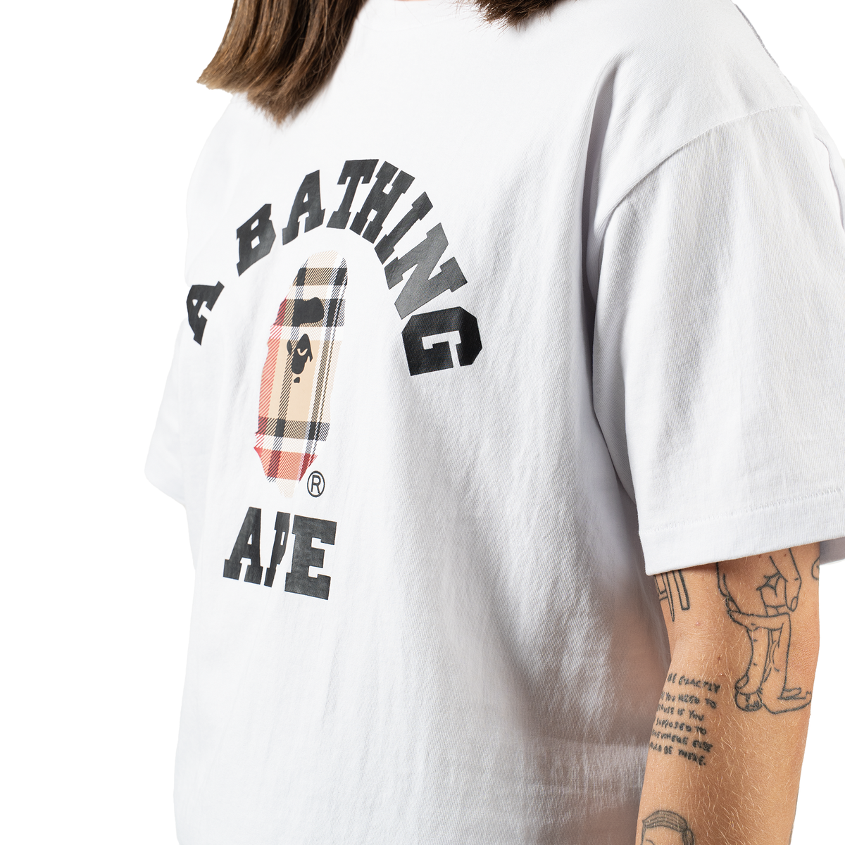 Bape Big Head Plaid T-shirt "White"