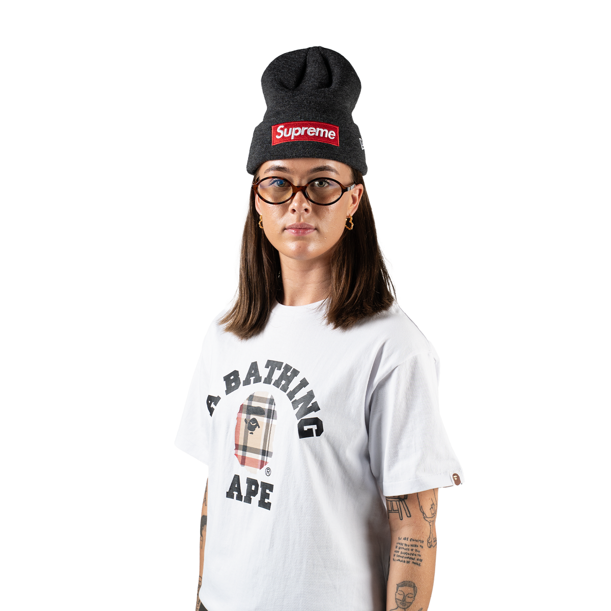 Bape Big Head Plaid T-shirt "White"