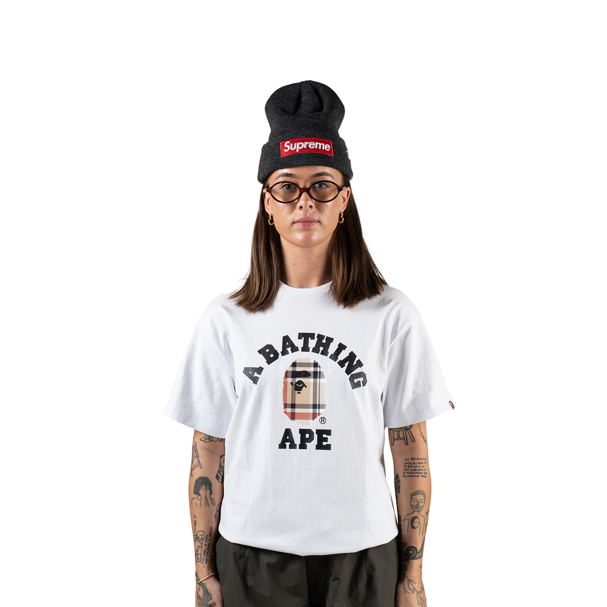 Bape Big Head Plaid T-shirt "White"