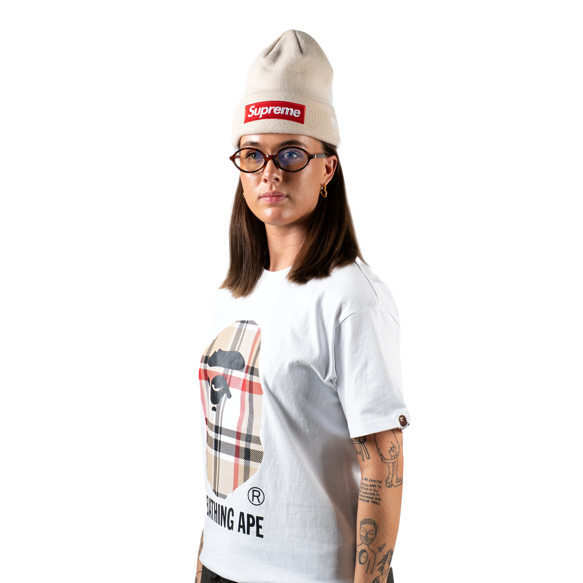 Bape Big Head Plaid T-shirt "White"