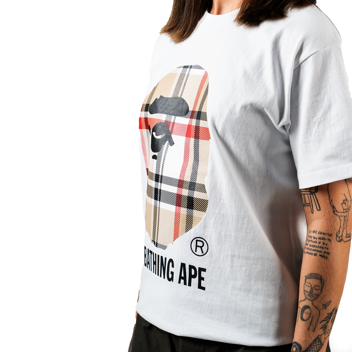 Bape Big Head Plaid T-shirt "White"