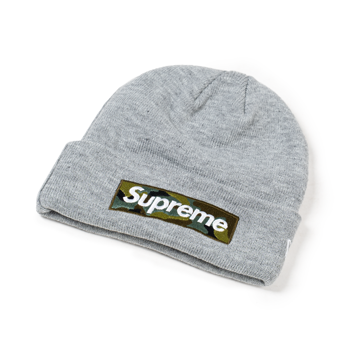 Supreme New Era Box Logo Beanie FW23 Camo Grey