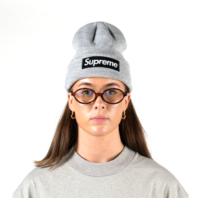 Supreme New Era Box Logo Beanie (FW22) "Heather Grey"