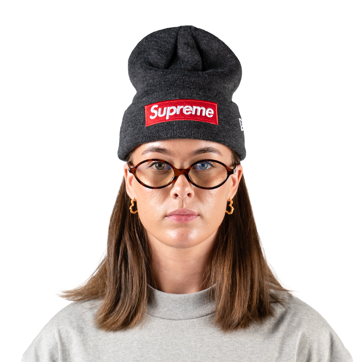 Supreme New Era Box Logo Beanie FW21 Charcoal