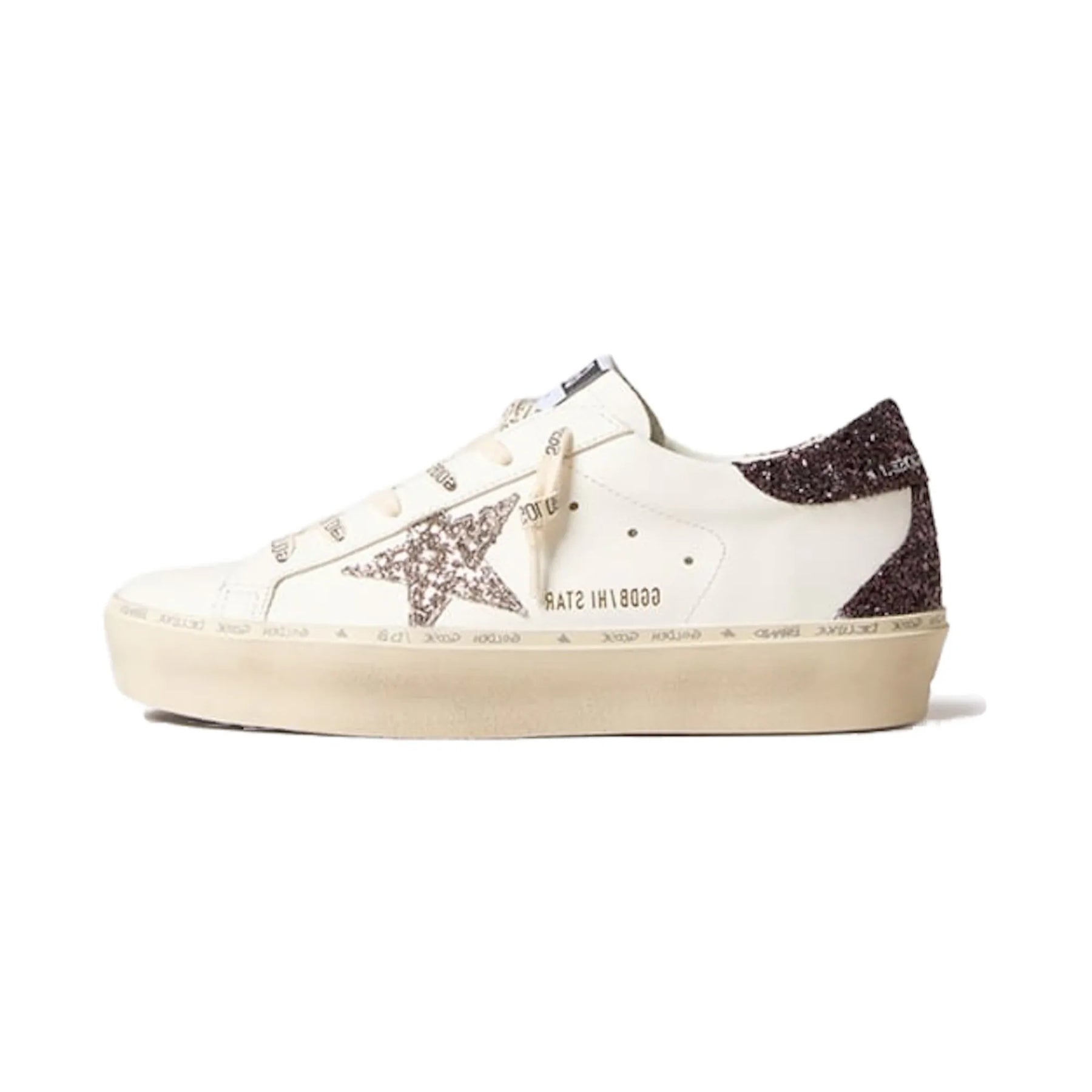 Golden Goose Hi-Star White Silver Grey Glitter (Women's)