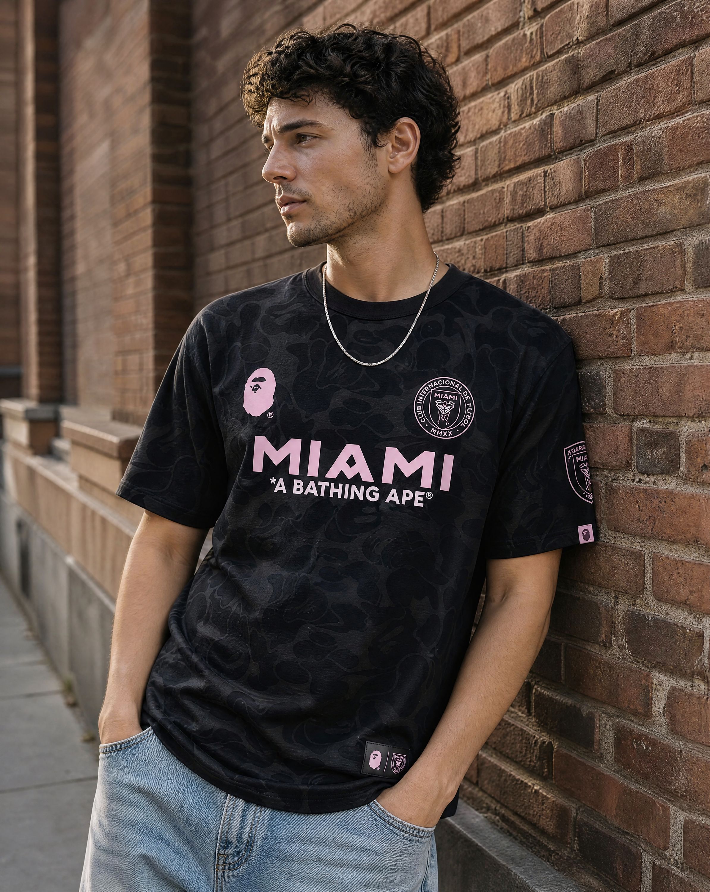 BAPE x Inter Miami CF Camo Tee Black - streetstyle i København
