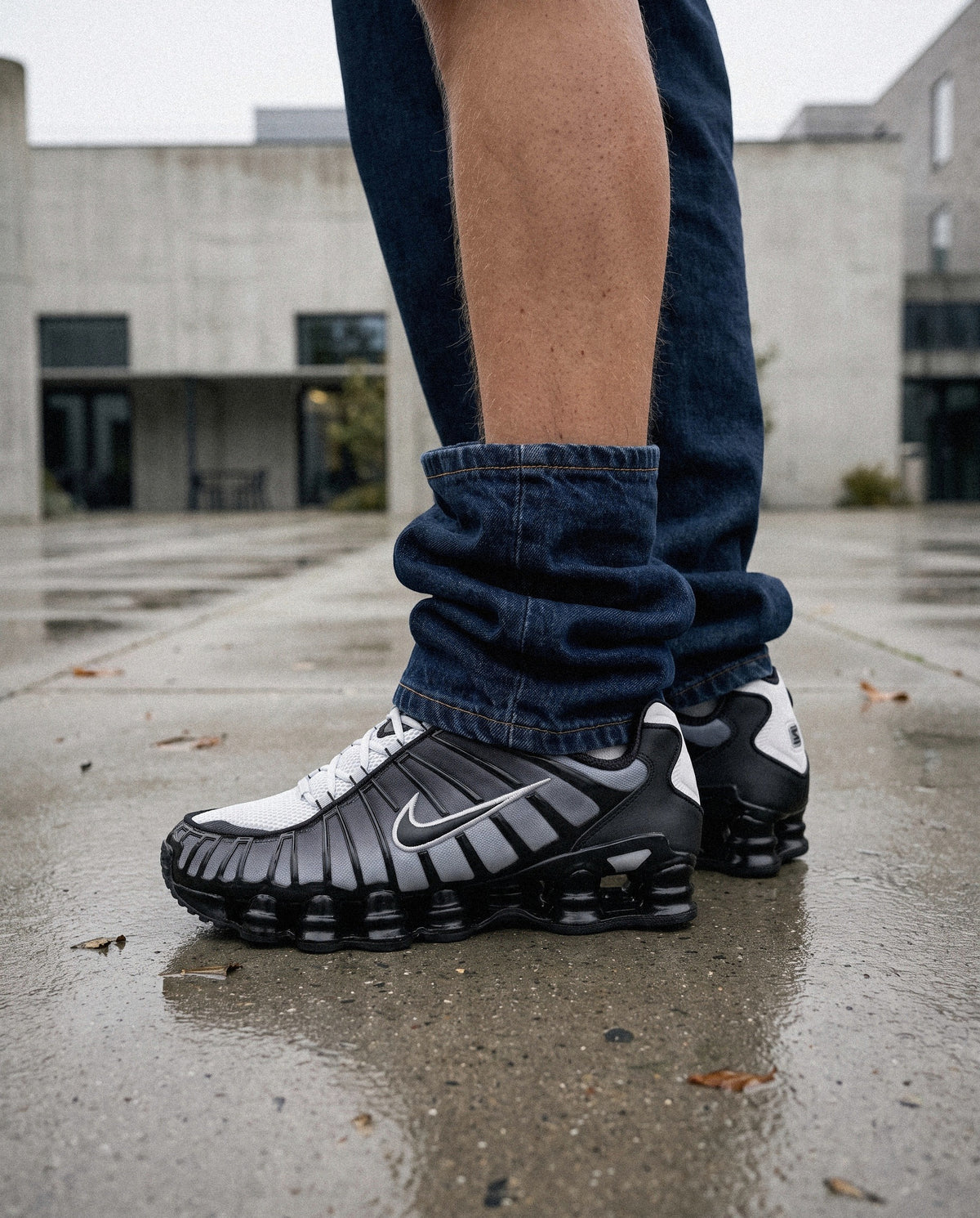 Nike Shox TL Black Pure Platinum - on foot