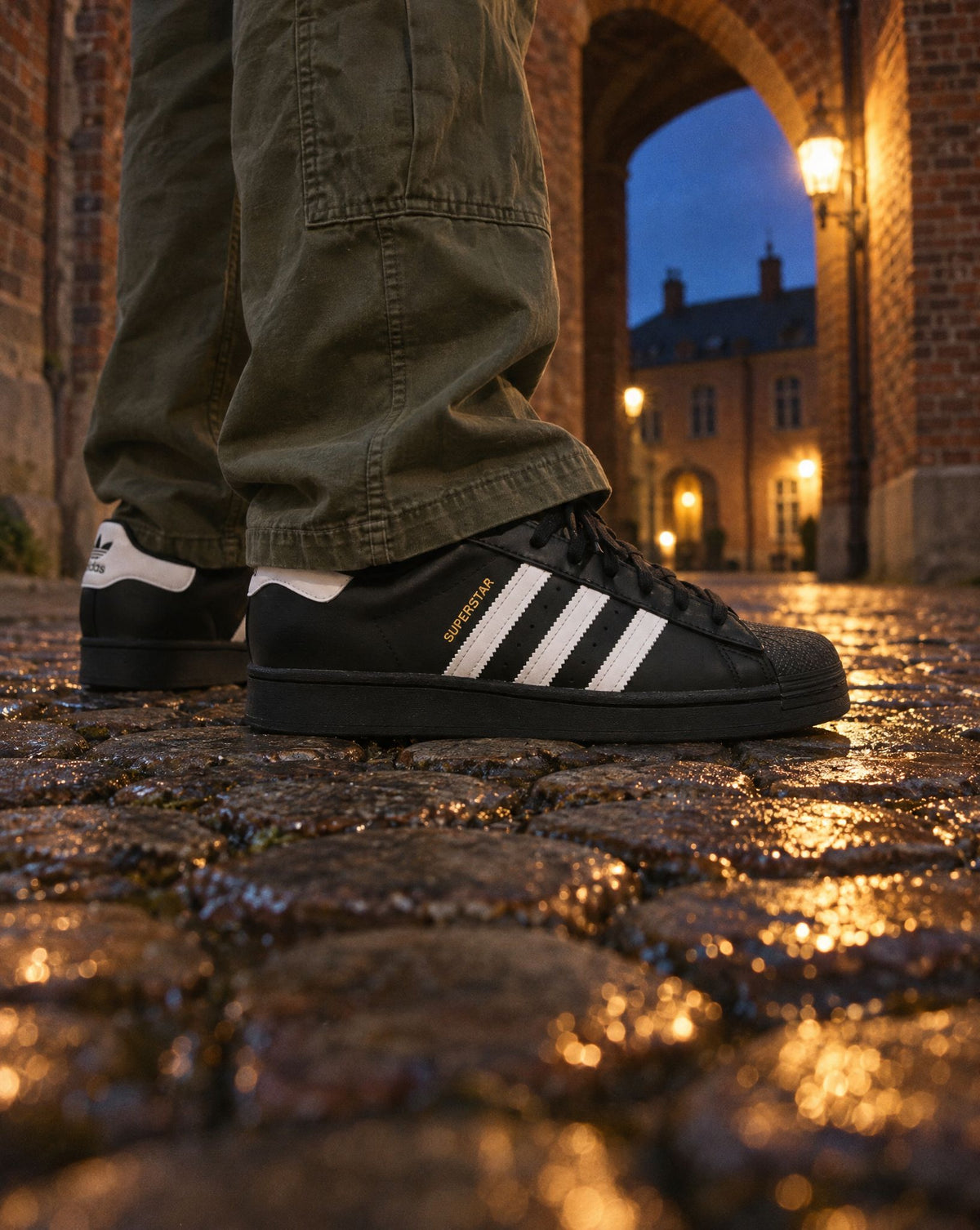adidas Superstar Core Black Cloud White Gold - on-foot