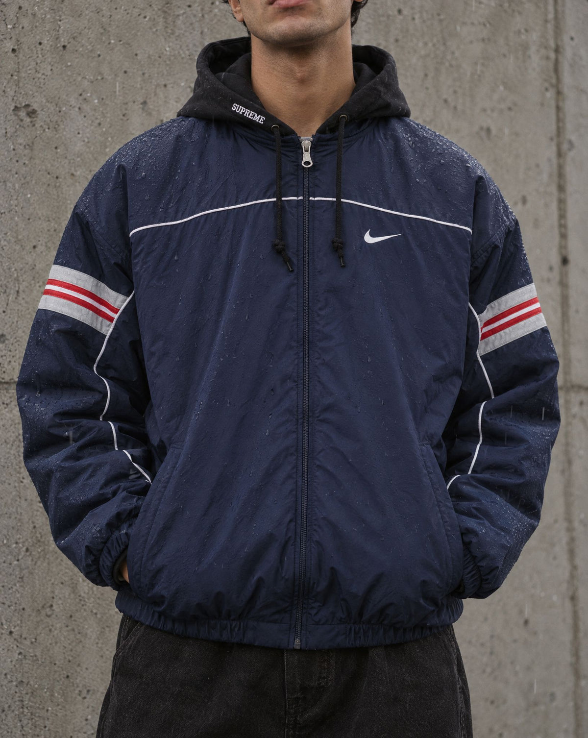 Supreme Nike Nylon Hooded Jacket Navy - detalje