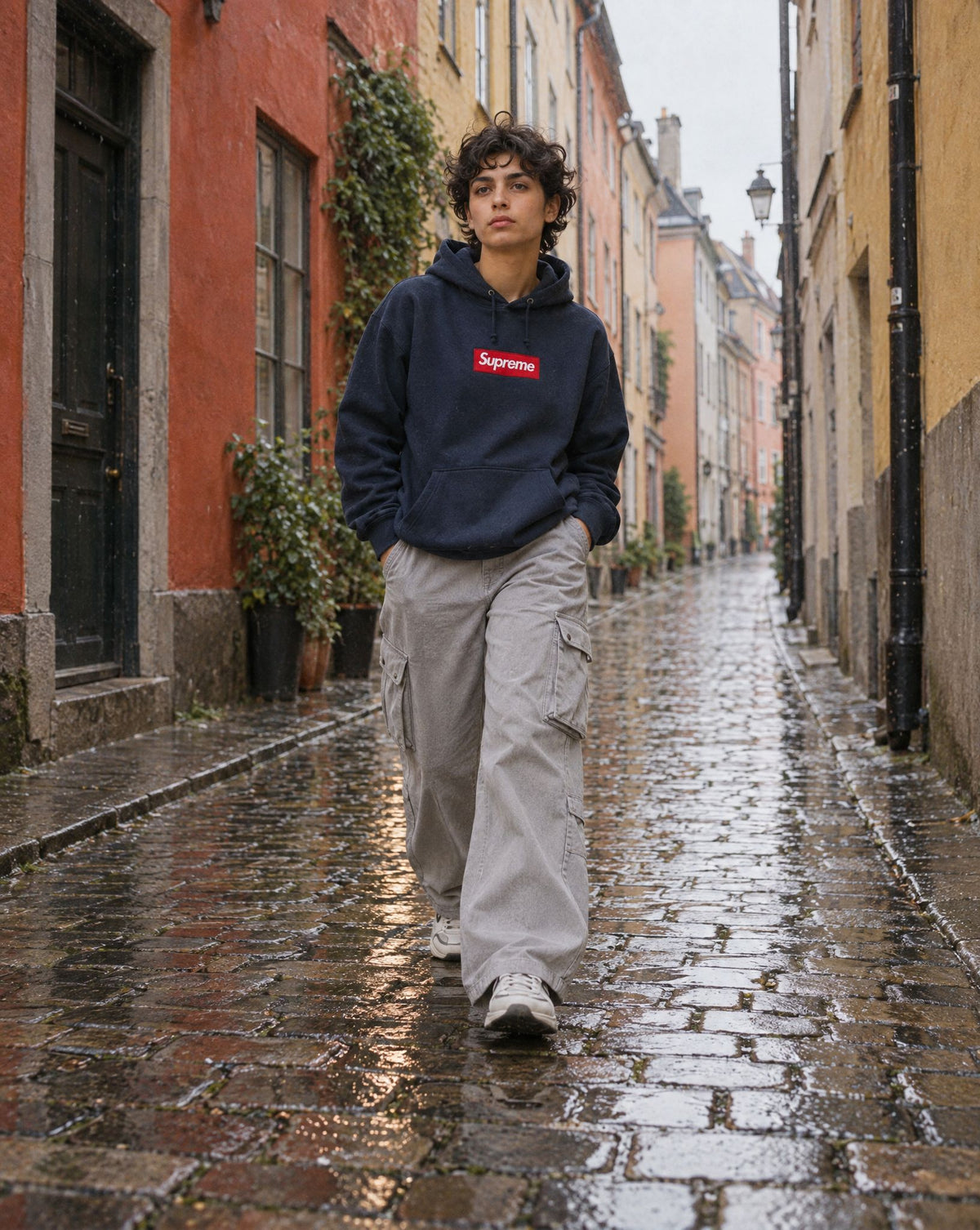 Supreme Box Logo Hoodie (FW24) Navy - streetstyle i København