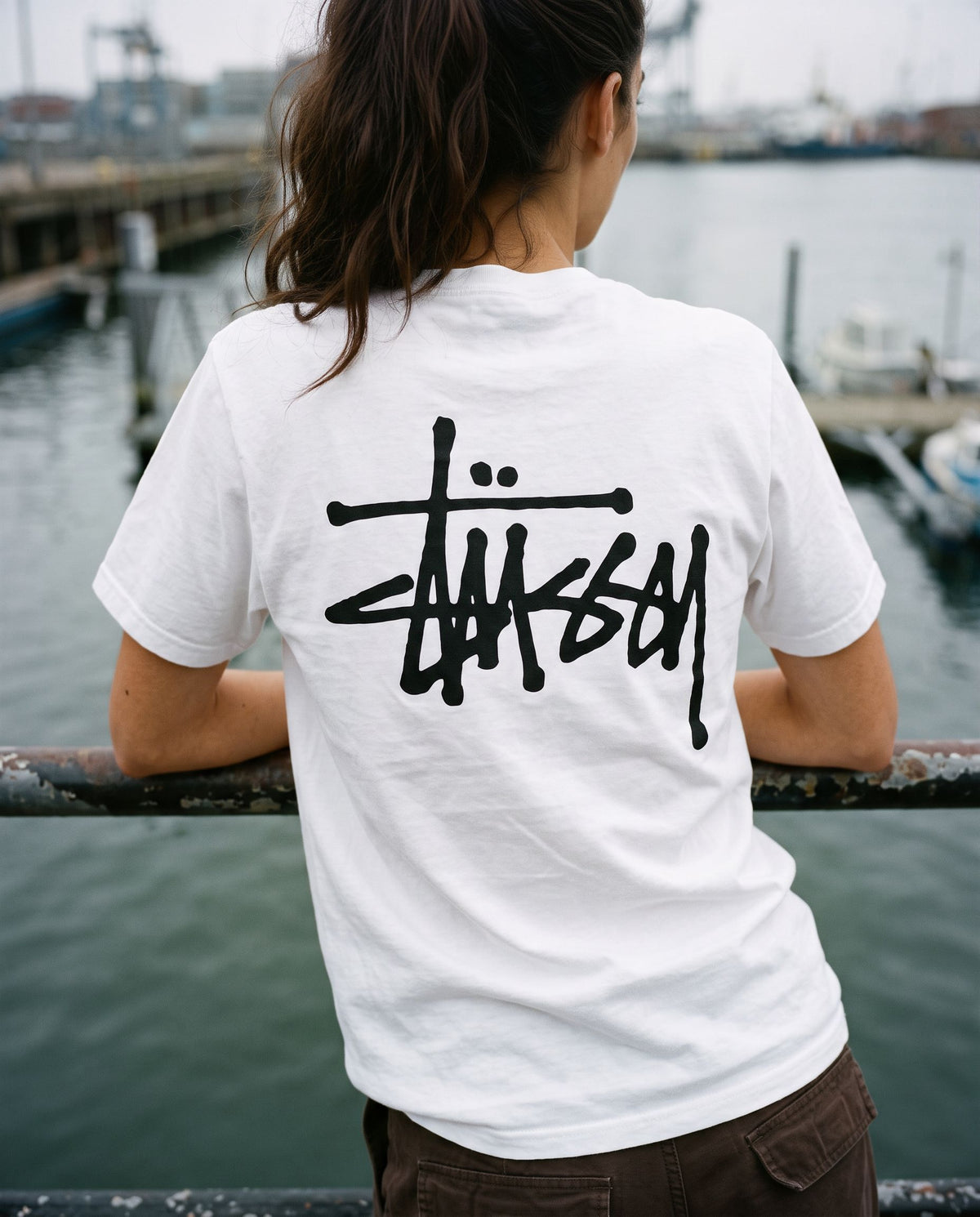 Stussy Basic Tee White - on-foot