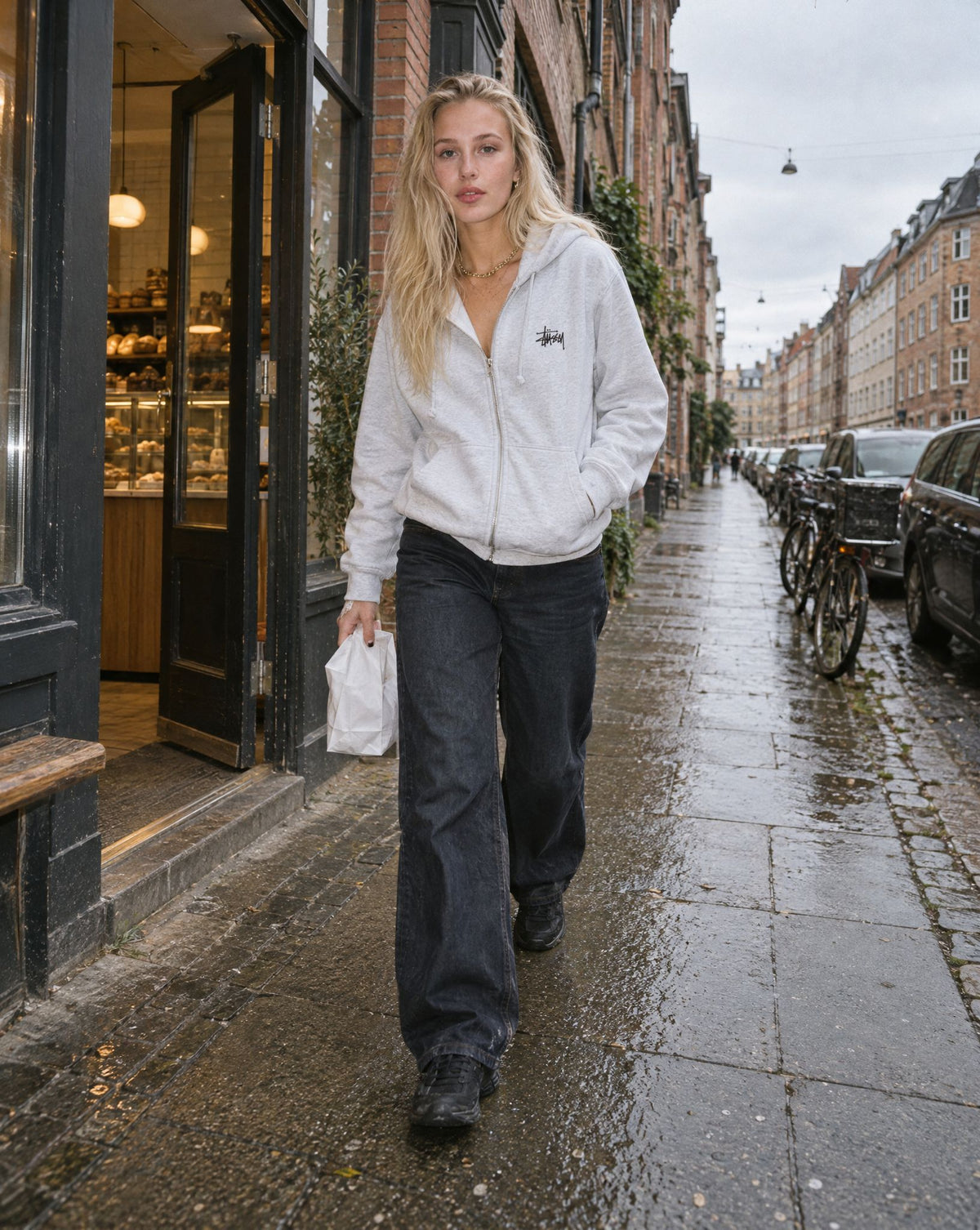Stussy Basic Zip Hoodie Ash Heather - streetstyle i København
