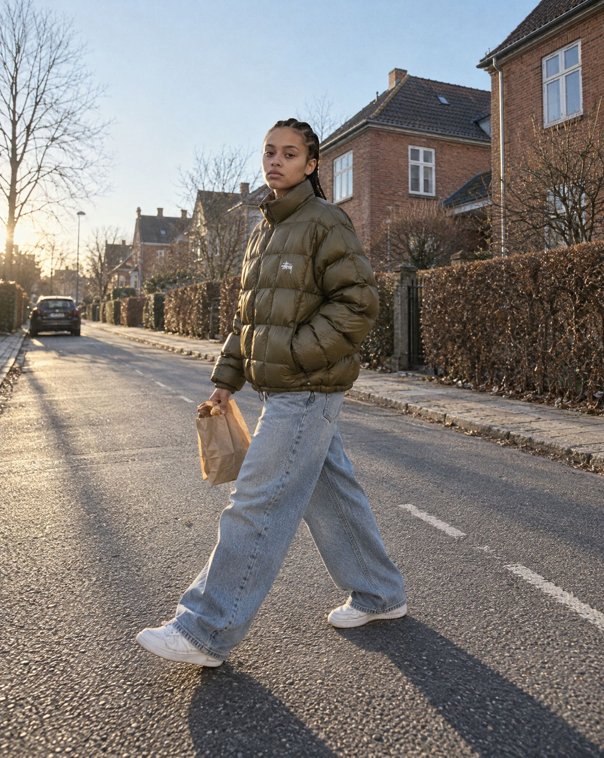 Stussy Midweight Puffer Jacket Olive - streetstyle i København