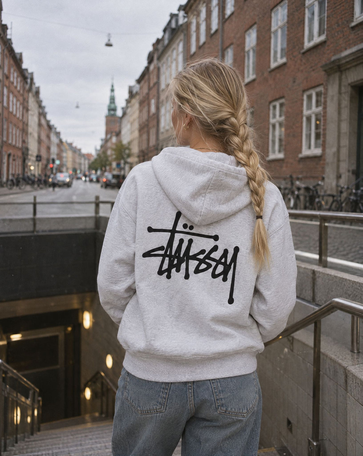 Stussy Basic Zip Hoodie Ash Heather - on-foot