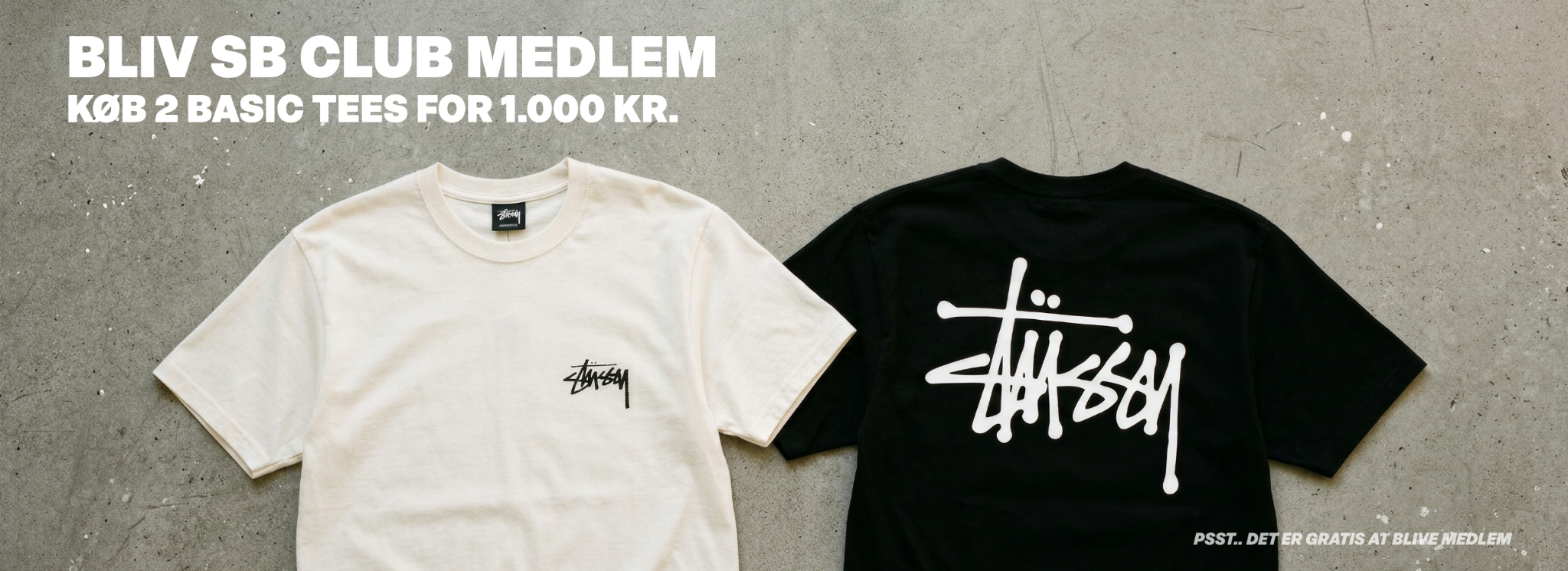 2 Stussy Basic Tees for 1.000 kr. - Club STREET BILL medlemstilbud