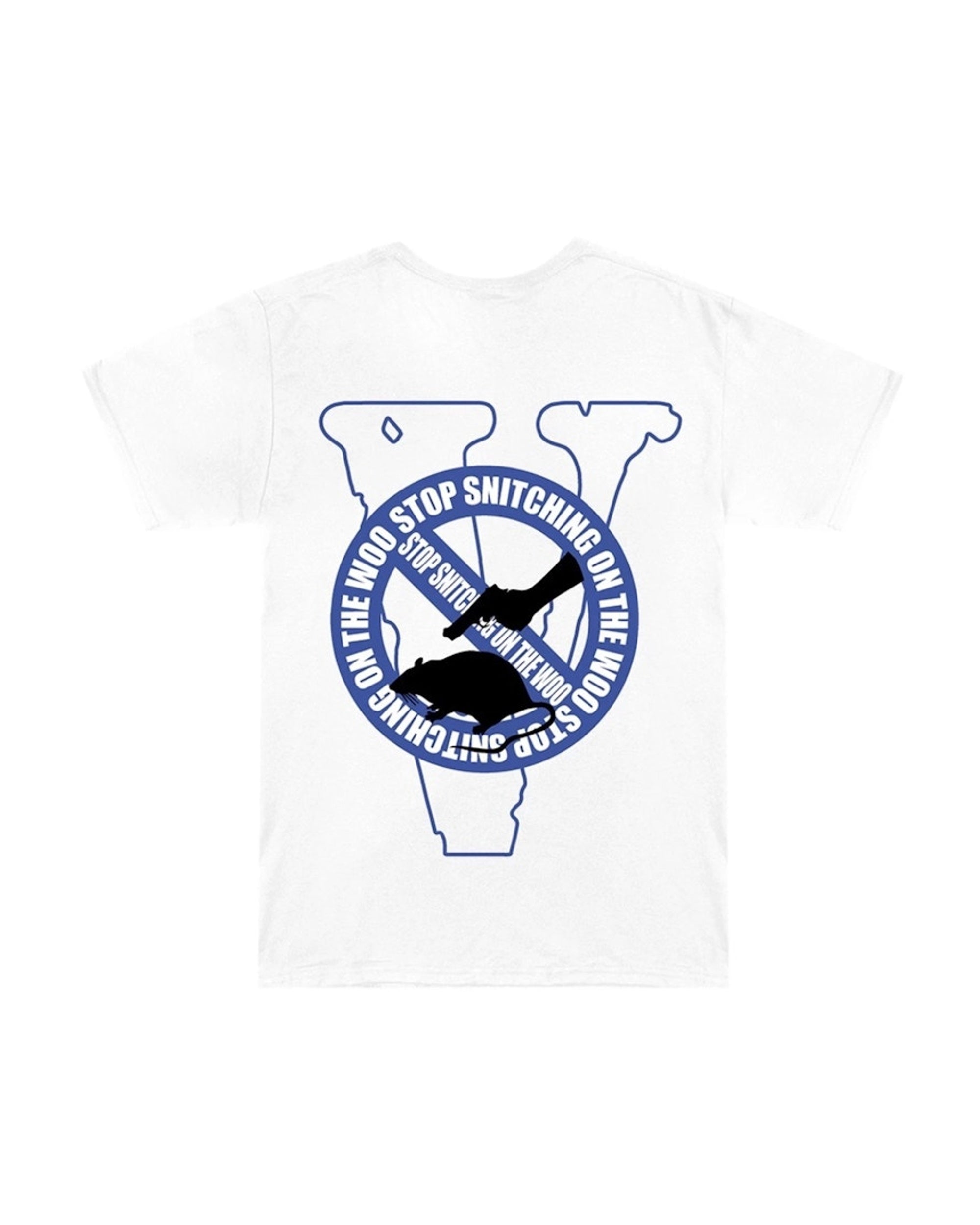 Pop Smoke x Vlone Stop Snitching T-Shirt White/Blue