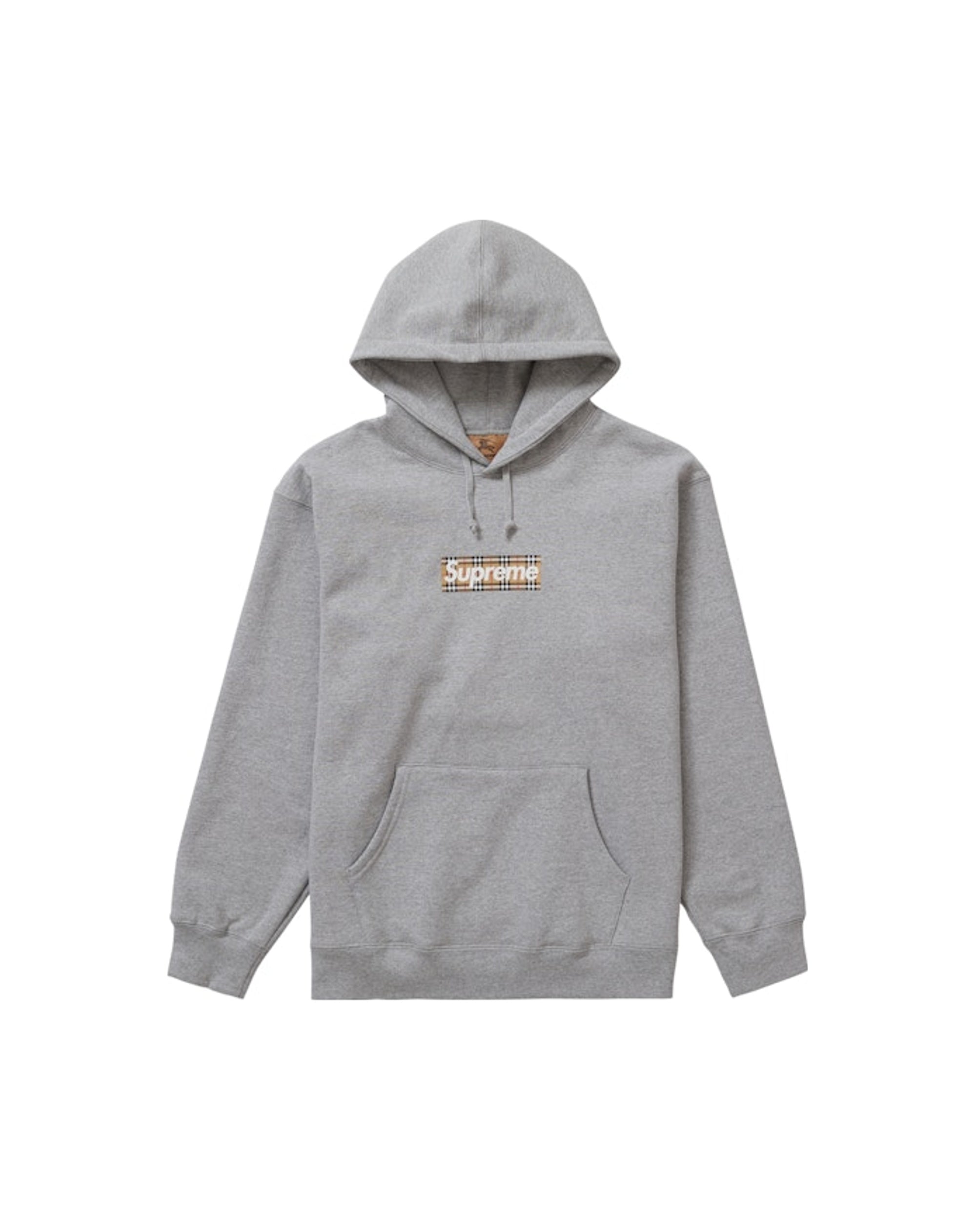 Supreme Burberry Box Logo Hooded Sweatshirt Heather Grey