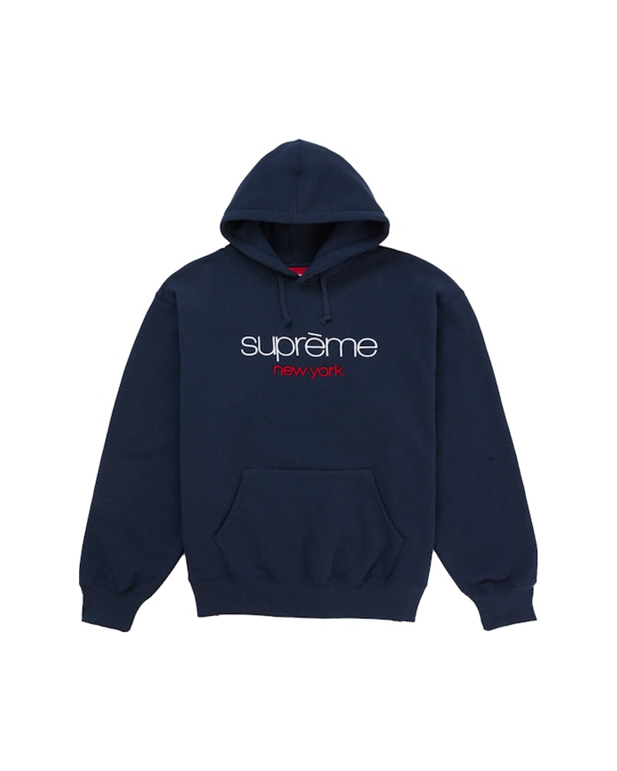 Supreme Classic Logo Hooded Sweatshirt Navy