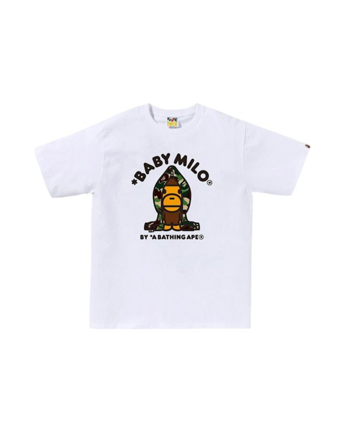 BAPE ABC Army Green Camo Baby Milo Hoodie Tee White