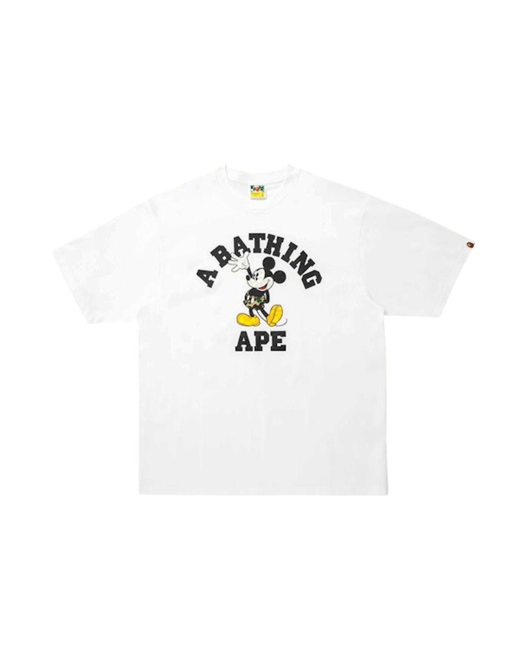 BAPE x Disney Mickey Mouse College Relaxed Fit Tee White
