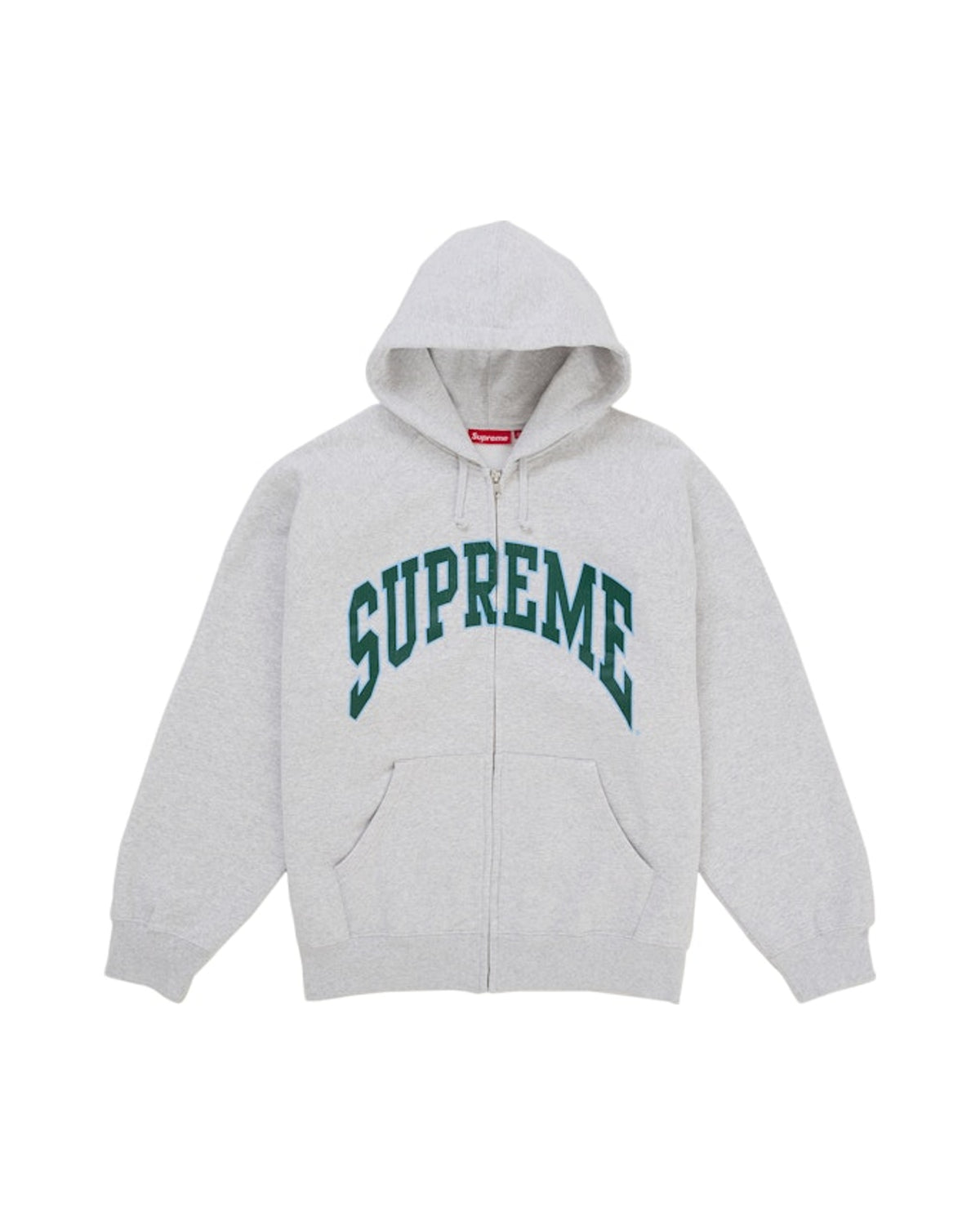 Supreme Cracked Raglan Zip Up Hooded Sweatshirt Ash Grey