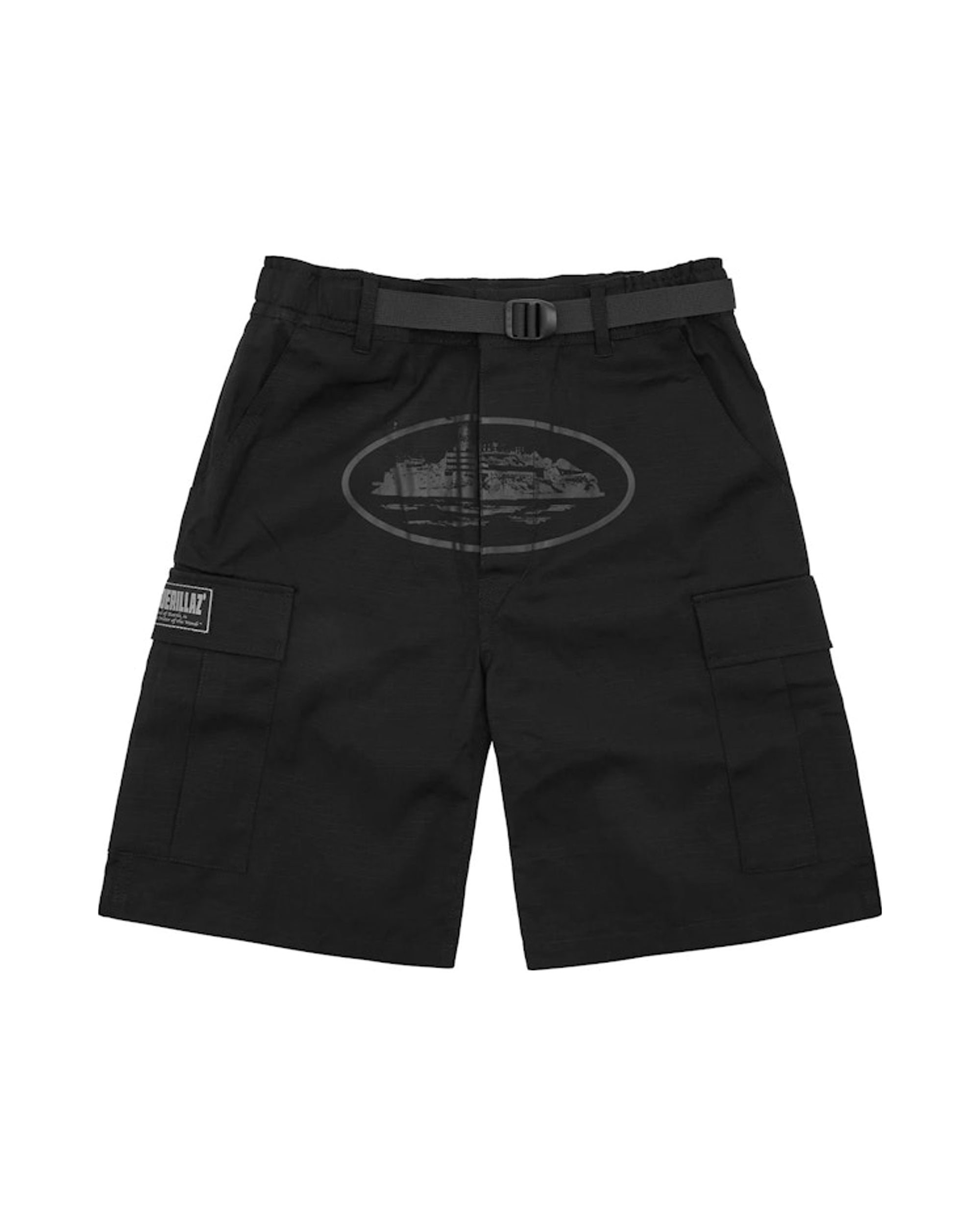 Corteiz Alcatraz Cargo Shorts Triple Black