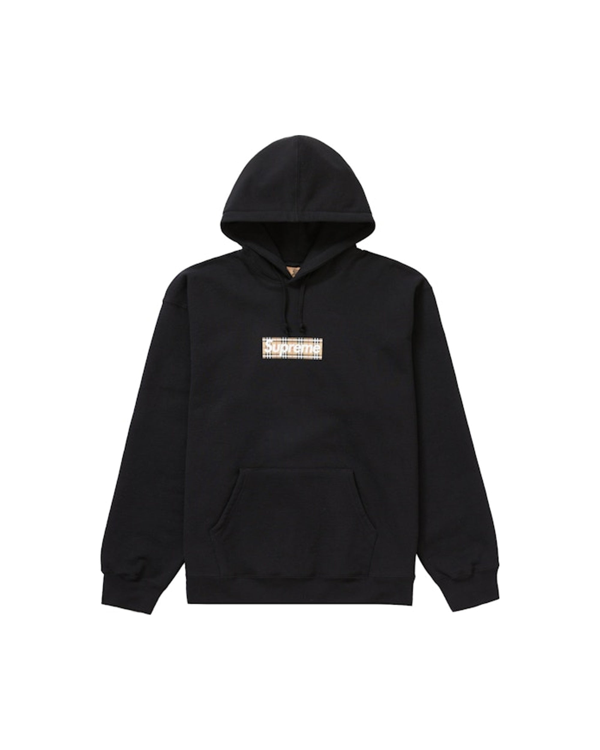 Supreme Burberry Box Logo Hooded Sweatshirt Black