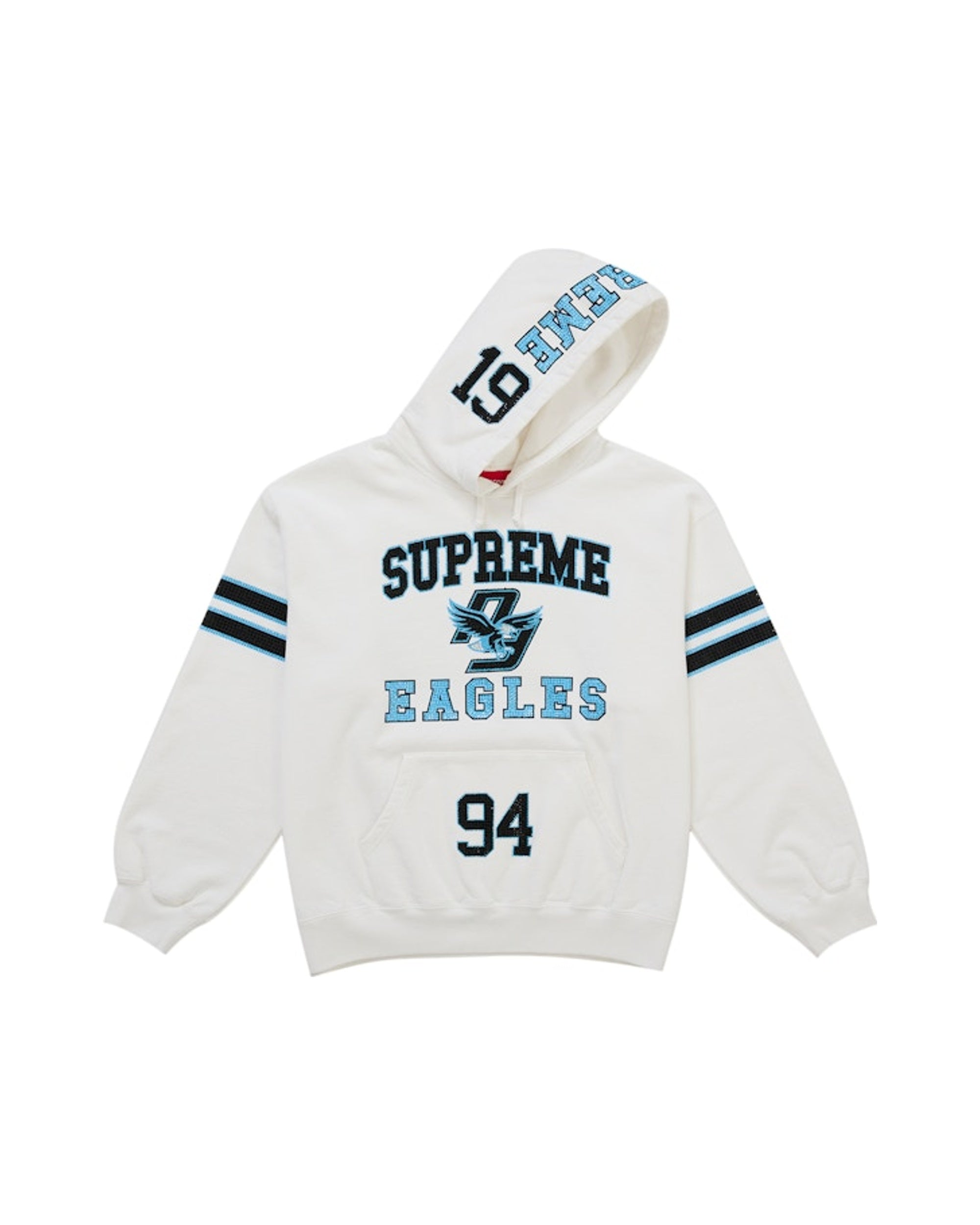 Supreme Rhinestone Eagle Hooded Sweatshirt White