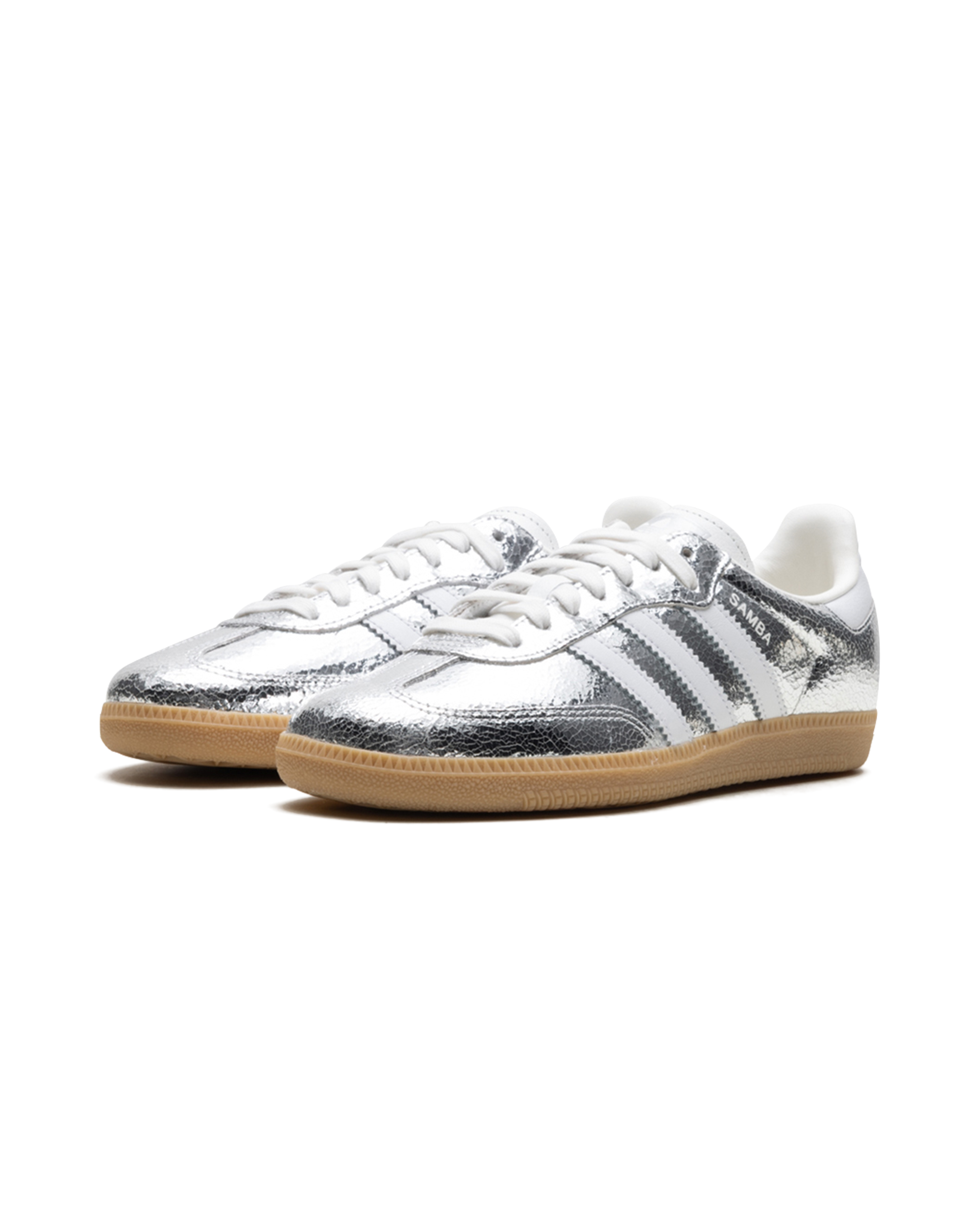adidas Samba OG Silver Metallic Cracked Leather (Women's)