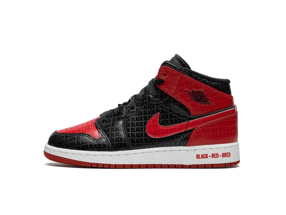 Nike Air Jordan 1 Mid "Bred Text" - street-bill.dk