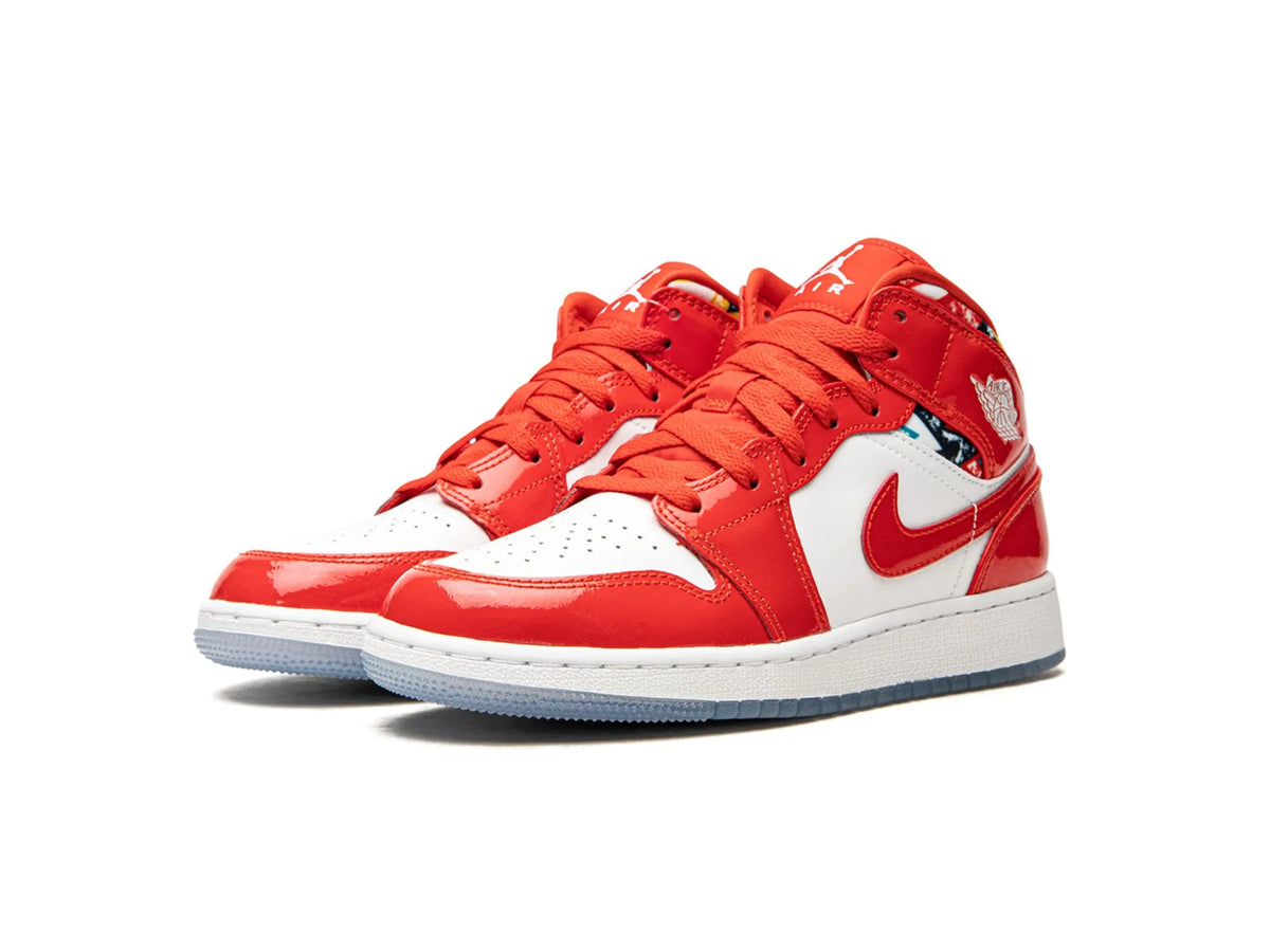 Nike Air Jordan 1 Mid "Barcelona Sweater Red Patent" - street-bill.dk